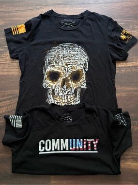 Grunt Style Black Skull and community Graphic bundle Kids T‑Shirt - Black